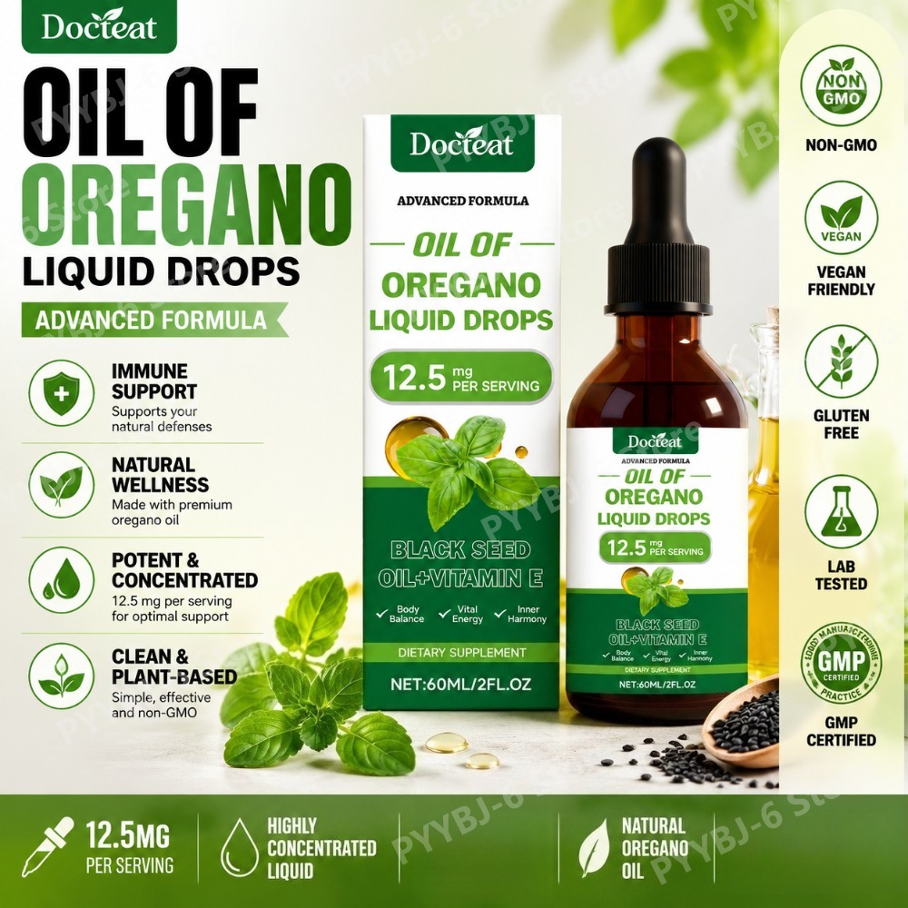 Herbal And Wellness - Oregano Oil Liquid Drops 60ml Black